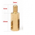 น็อตทองเหลือง M3 10+6 mm (Brass Nut)